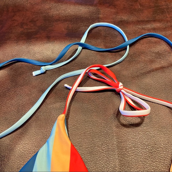 Striped Triangle Bikini Tie Top - Picture 4 of 7